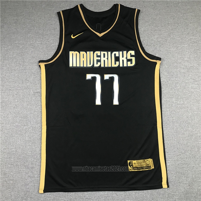 Camiseta Golden Edition Dallas Mavericks Luka Doncic #77 2020-21 Negro